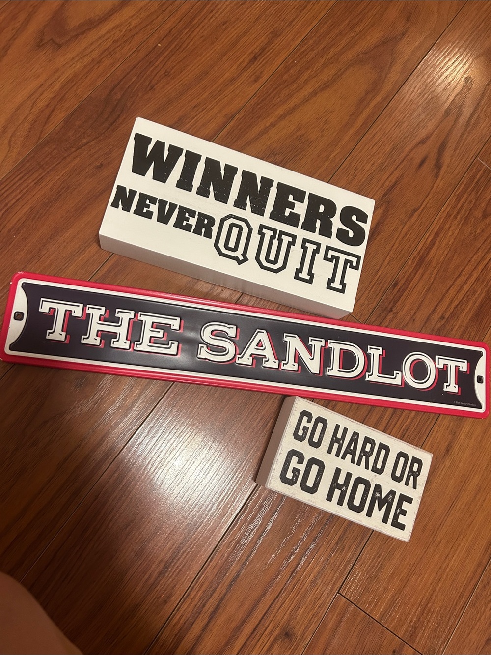 Rustic 'The Sandlot' Wall Sign and Motivational Block Set - Black, White, Red